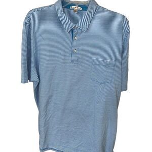 Peter Millar Men's Blue Striped Polo Shirt Casual Golf Tennis Summer XXL‎